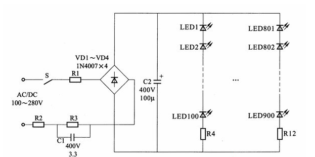 大功率led平板灯电路图解说明